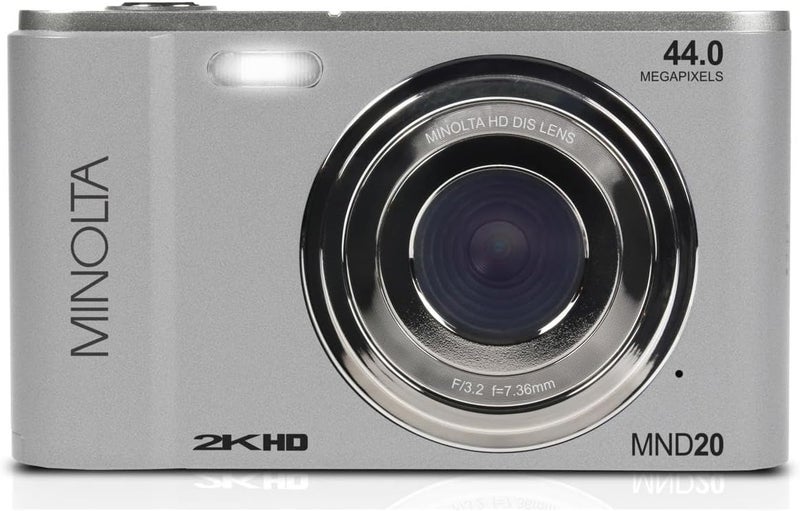 Minolta MND20 44MP Digital Camera – 2.7K Ultra HD Video, 16X Digital Zoom, Anti-Shake Stabilization, Time Lapse, Face Detection, 2.9-inch LCD Display – Lightweight Compact Camera (Silver) - Image 1